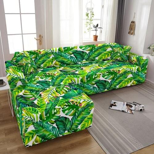 Tropical Corner Sofa Covers for Living Room Elastic Spandex Slipcovers Couch Cover Stretch Sofa Cover L Shape Need Buy 2Pieces