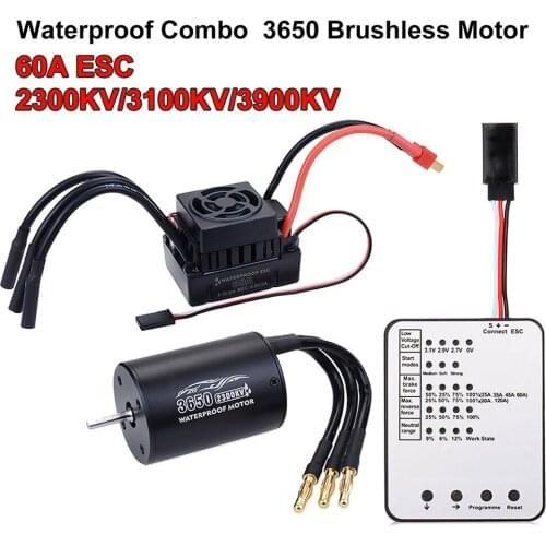 Waterproof 3650 2300KV 3100KV 3900KV Brushless Motor 60A ESC for Tamiya Traxxas Slash Bandit Redcat 1/10 RC Car Truck Parts