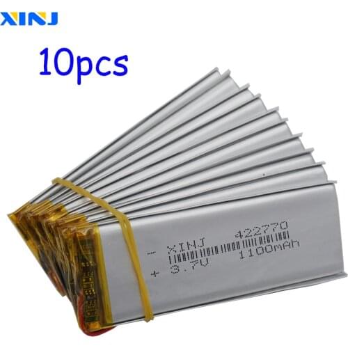 XINJ 10pcs 3.7V 1100mAh Li lithium polymer battery lipo Li ion cell 422770 For Camera E-book Driving Telephone watches Tablet PC