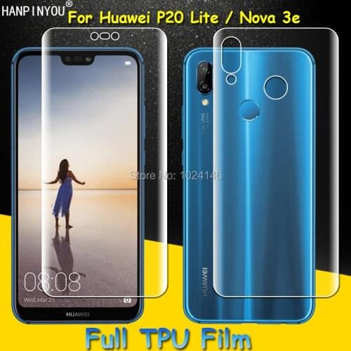 Front / Back Full Coverage Clear Soft TPU Film Screen Protector For Huawei P20 Lite , Cover Curved Parts (Not Tempered Glass)
