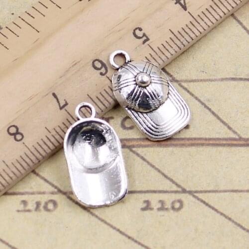 20pcs Charms Baseball Ball Cap Hat 20x20mm Tibetan Bronze Silver Color Pendants Antique Jewelry Making DIY Handmade Craft