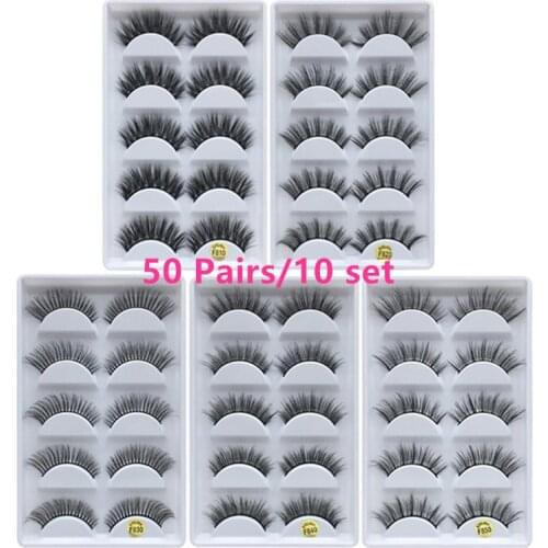 50 Pairs 3D Mink Hair Natural Cross False Eyelashes Long Messy Makeup Fake Eye Lashes Extension Make Up Beauty Tools maquiagem