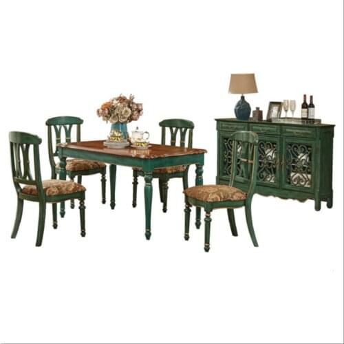 American table Restaurant solid wood table 1 table 4 chairs complete furniture 1 meter 4 long table small family table
