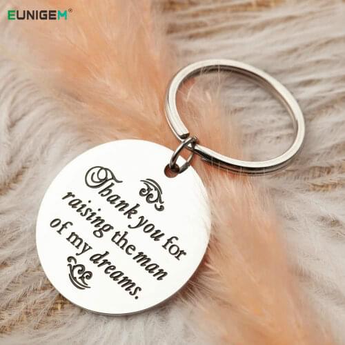 Mothers Day Gift Keychain for her Thank You for Raising The Man of My Dreams Future Mother Wedding Keychain Key Ring Pendant