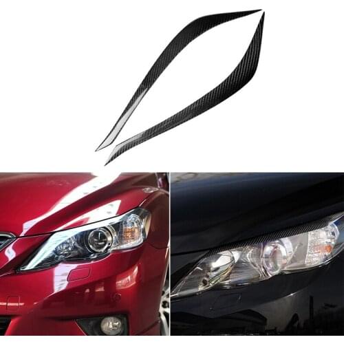 For Toyota Reiz 2010-2012 Real Carbon Fiber Headlight Cover Eyebrows Eyelids Car Sticker Trim Protector