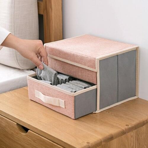 Double Layer Storage Box Foldable Drawer Storage Organizer for Bra Underwear Socks Tie Washable Dividing Organizer