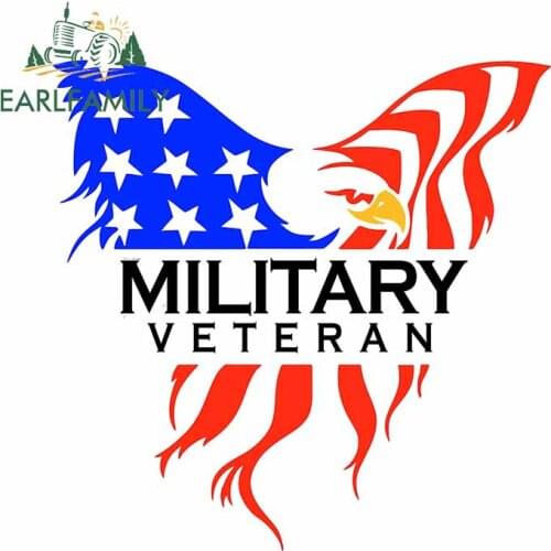 EARLFAMILY 13cm x 13cm for Eagle Military Veteran Motorcycle Car Stickers Surfboard Windows Decal Waterproof Trunk Car Styling