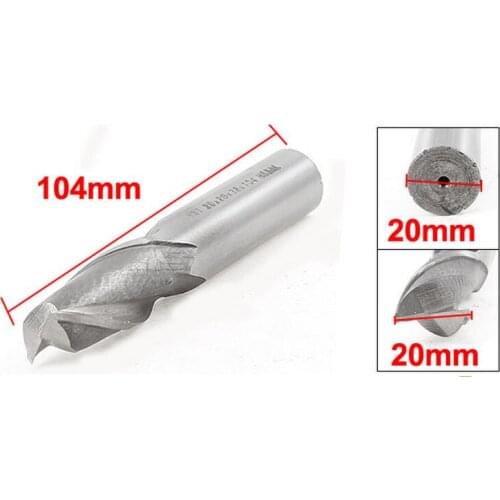 Milling Cutter Straight End Mill 20mm x 20mm x 38mm x 104mm 2 Flutes