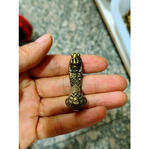 CHINA antique brass fengshui RUYI small Statue Metal crafts family decorations Necklace pandent