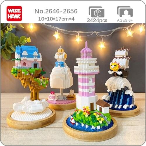 WS Architecture Sunny Pirates Ship Tree House Dress Lighthouse Sea Mini Diamond Blocks Bricks Building Toy for Children no Box