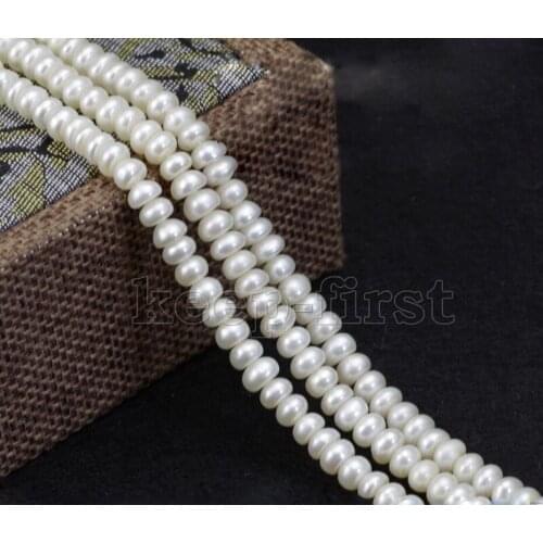 7-8mm White Natural Real Freshwater Pearl Rondelle Loose Beads 15" AAA