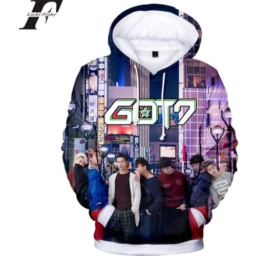 LUCKYFRIDAYF 2018 KPOP GOT7 17 3D Print cotton oversized hoodie Sweatshirt Women Hip Hop Winter Streetwear jacket Hooded coat