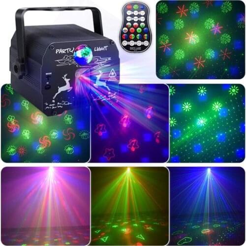 Mini DJ Disco Light Laser Projector 60 Patterns Party Strobe Lamp Sound Control RGB LED Stage Effect Lighting LED for Xmas Club