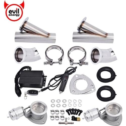 Evil energy Exhaust Cutout Stainless Steel Headers Y Pipe Catback Pair Vacuum Valve Electric Exhaust Tip Muffler Kit 2.5