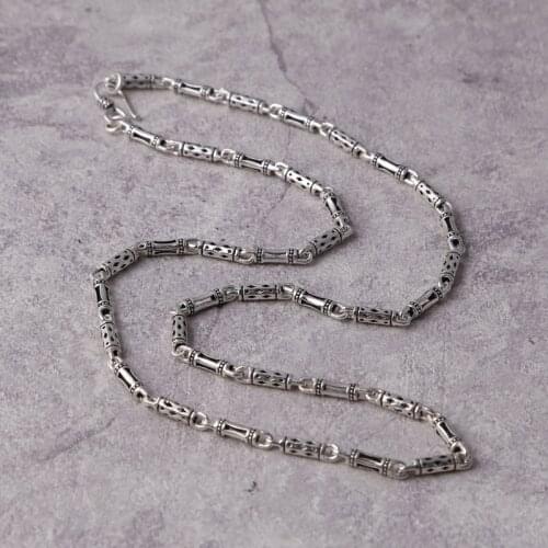 Factory Wholesale S925 Sterling Silver Jewelry Bamboo Chain Fashion Korean Version Style Retro Thai Silver Men & Women Necklace