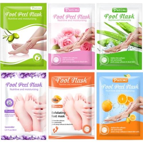 12pcs=6packs Exfoliating Foot Mask for Legs Removes Calluses Dead Skin Feet Peeling Mask Whitening Socks for Pedicure Foot Patch