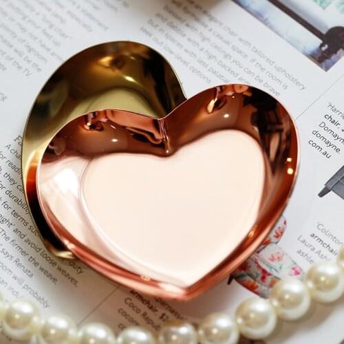 Stainless Jewelry Tray Cosmetic Storage Box Metal Tray Heart-Shaped Jewelry Storage Tray Home Decoration