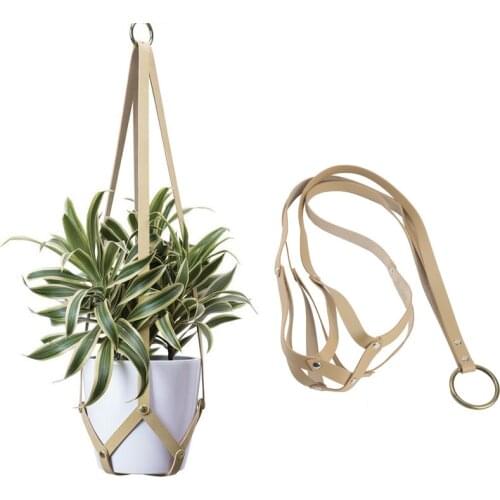 PU Leather Plant Hanger Macrame Wall Hanging Decorative Planter Balcony flower Pot Holder Home Decor For Small Plants