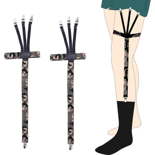 New Camouflage Garters Shirt Stays Skirt Holder Gentlemans Leg Suspenders Shirt Braces Elastic Uniform Strap Shirt Garters