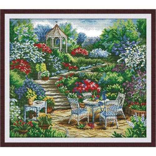 Needlework, DIY landscape cross stitch, European oil painting garden landscape, embroidery kit set, wall hanging home decoration