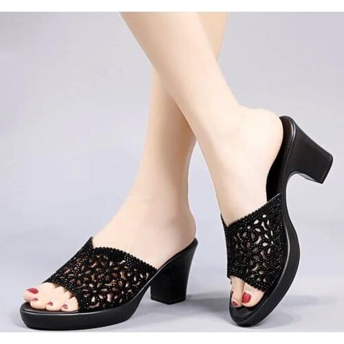 Fashion sandals female summer 2021 trend new thick-soled high-heeled platform non-slip suede sandals and slippers