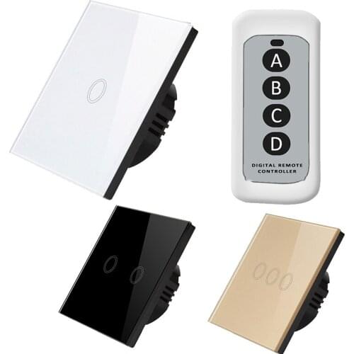 Touch Switch 1/2/3 Gang 1 Way Wall Light Touch Screen Sensor Tempered Glass Panel Module Remote Control Home Wall Light Switch