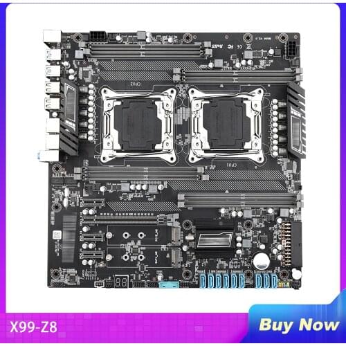 Server Motherboard For X99-Z8 Dual-Way DDR4 Support E5 2680 V3 V4 CPU Fully Tested