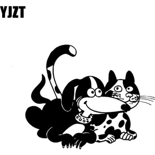 YJZT 13M*10.4CM Friendship Between Dogs And Cats In Vinyl Sticker Decals Black/Silver C10-00305