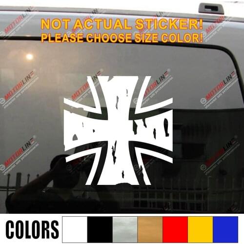 Iron Cross Car Decal Sticker Vinyl German Army WW2 Window Bumper die cut distressed style , choose size and color