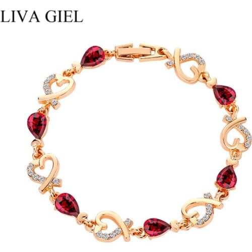 Hollow Flower Love Heart Shape Zircon Red Green Blue Color Crystal Bracelet for Women Korean New Charm Bracelet Valentines Gift