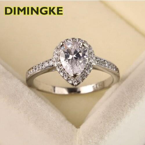 IMINGKE 5*7MM Water Drop High Carbon Diamond Woman Ring 100%-S925 Sterling Silver Jewelry Party Lover Gift