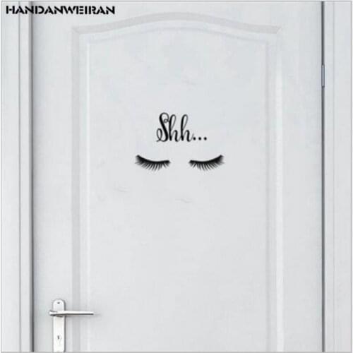 1PCS DIY Carved Eyelash Shh Wall Stickers Removable PVC Fashion Kitchen Door Stickers For Kids Room Home Decor 15*24CM