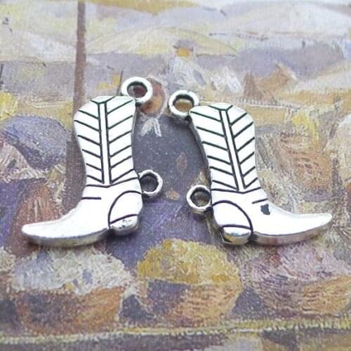 10pcs/Lot 16x22mm Boot Shoes Alloy Charms Antique Silver Color Pendants for DIY Jewelry Making Charm