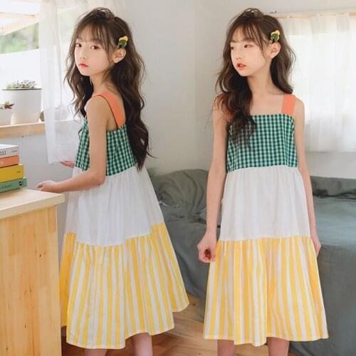 2020 Summer Girls Suspender Skirt Korean Version of the New Childrens Clothing Cotton Striped Dress Sweet Dress