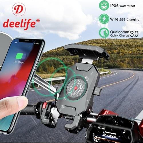 Deelife Motorcycle Phone Holder for Moto Motorbike Telephone Mount Cellphone Stand Wireless Chargers Mobile Smartphone Support