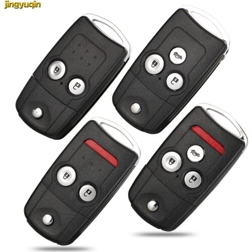 Jingyuqin Flip Remote Car Key Fob Shell For Honda Acura Civic Accord Jazz CRV HRV Key Case Housing Replacement 2/3/4 BTN