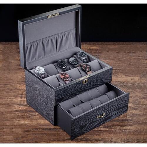 European Style Wood Watch Display Boxes Case Black Mechanical Watch Storage Box New Women Jewelry Box Holder