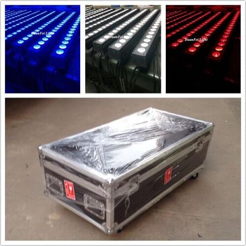 Flightcase) 6lot 18x18w rgbwa uv 6in1 bar led wall washer dmx ip20 disco bar light stage wash wedding decoration