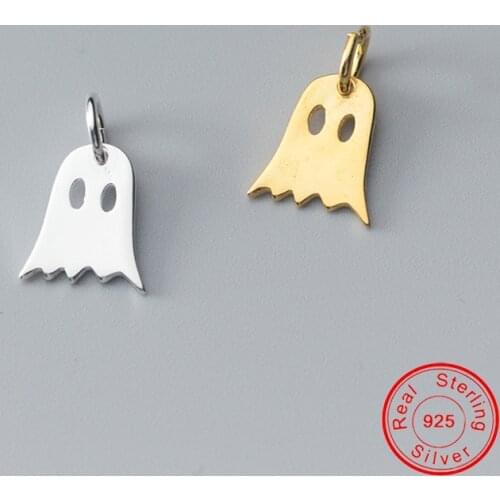 UQBing Gold & Silver Color Geometric Ghost Dangle 925 Silver Charms DIY Bracelets Necklaces Jewelry Making Findings