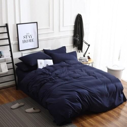 Nordic Navy blue Sheet Quilt Cover Set King Size 180x220 Summer Bedding Set Soft Pillowcase 2pcs Double Queen Quilt Covers