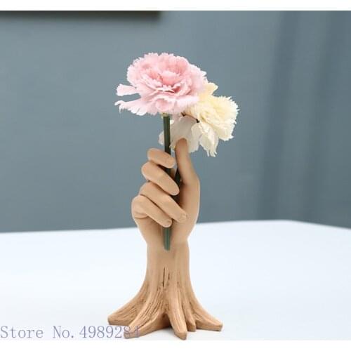 Creative Resin Hand Holding Flower Arrangement Human Arm Abstract Human Body Crafts Handicraft Ornaments Modern Home Decoration