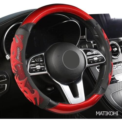 MATIKOHI Carbon Fiber Leather Car Steering Wheel Cover For LADA Granta Kalina Vesta Niva Xray Priora