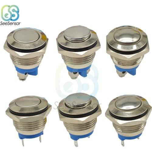 16mm Metal Push Button Switch Nickel Plated Brass Press Button Momentary Self-reset 1NO High Round/ Flat Round/ Ball Shape