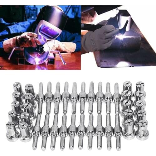 40pcs Plasma Cutting Torch Consumable Cutting Extended Long Plasma Cutter Kit 40A PT31 Plasma Torch Tip Electrode Nozzle