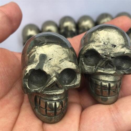 Natural Copper Pyrites Skull Decorative mineral Skull Collection Wholesale