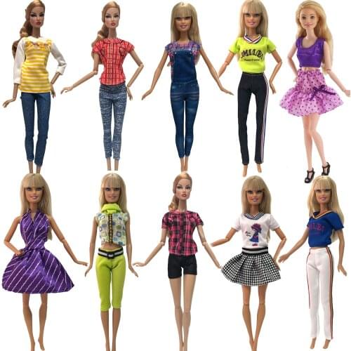 NK 1X Mixed Newest Doll Dress Casual Skirt Handmade Outfit Party Clothing For Barbie Accessories Doll Fashion Toys Girls Gift JJ