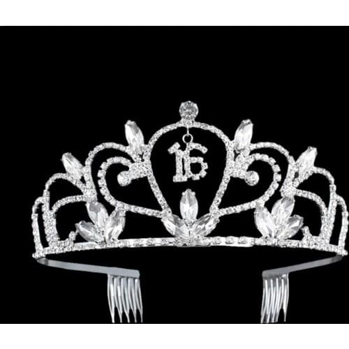 New 16-60 Birthday Crown Digital Hat Rhinestone Hair Accessories Bride Banquet Headband Birthday Tiara Rhinestone Birthday Crown