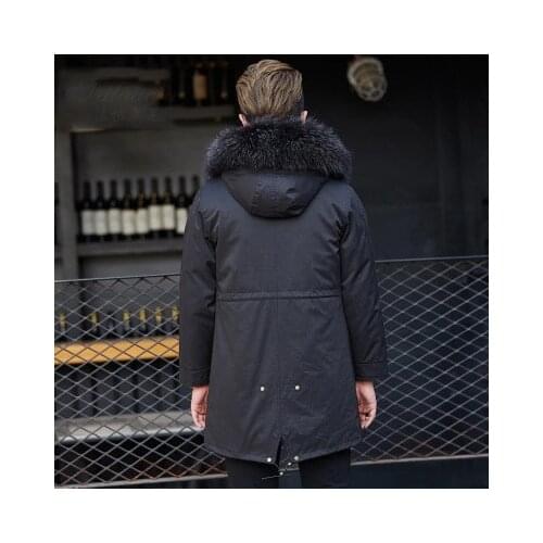 2020 New Winter Natural Raccoon Fur Coat Men Warm Thicked Jacket Casual Hooded Large Fur Overcoat Male Parkas Plus Size 4XL