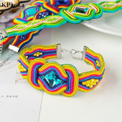 KPACTA New 2021 Ethnic Style Creative Leather Bracelet Fashion Jewelry Women Soutache Crystal Handmade Charm bracelets Gifts