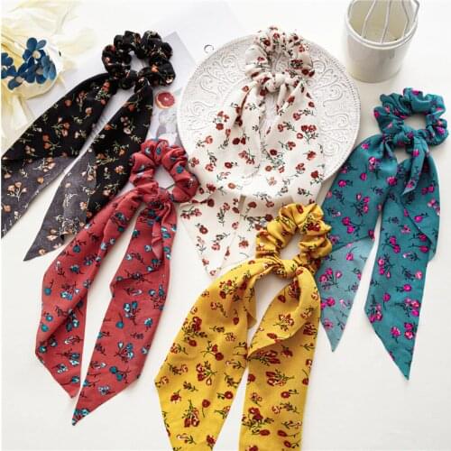 Summer New Floral Fabric Large Intestine Hair Ring Hair Accessories Womens Hair Rope All-Match Horsetail Ribbon